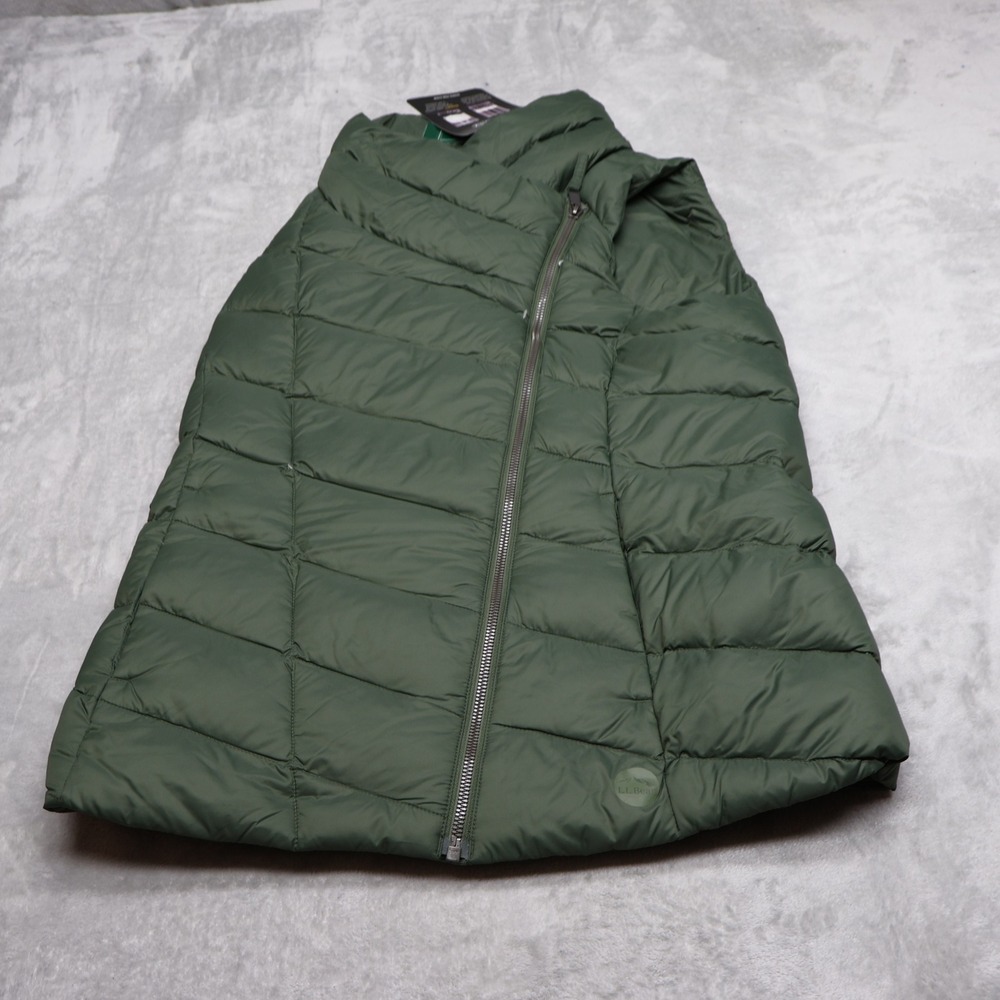 LL Bean Vest Womens XS Green Thyme Boundless Down II Puffer Asymmetrical NEW